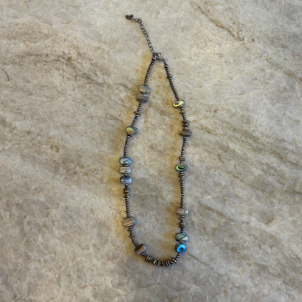 Silpada Abalone Shell Bronze Bead Seed Necklace N1729